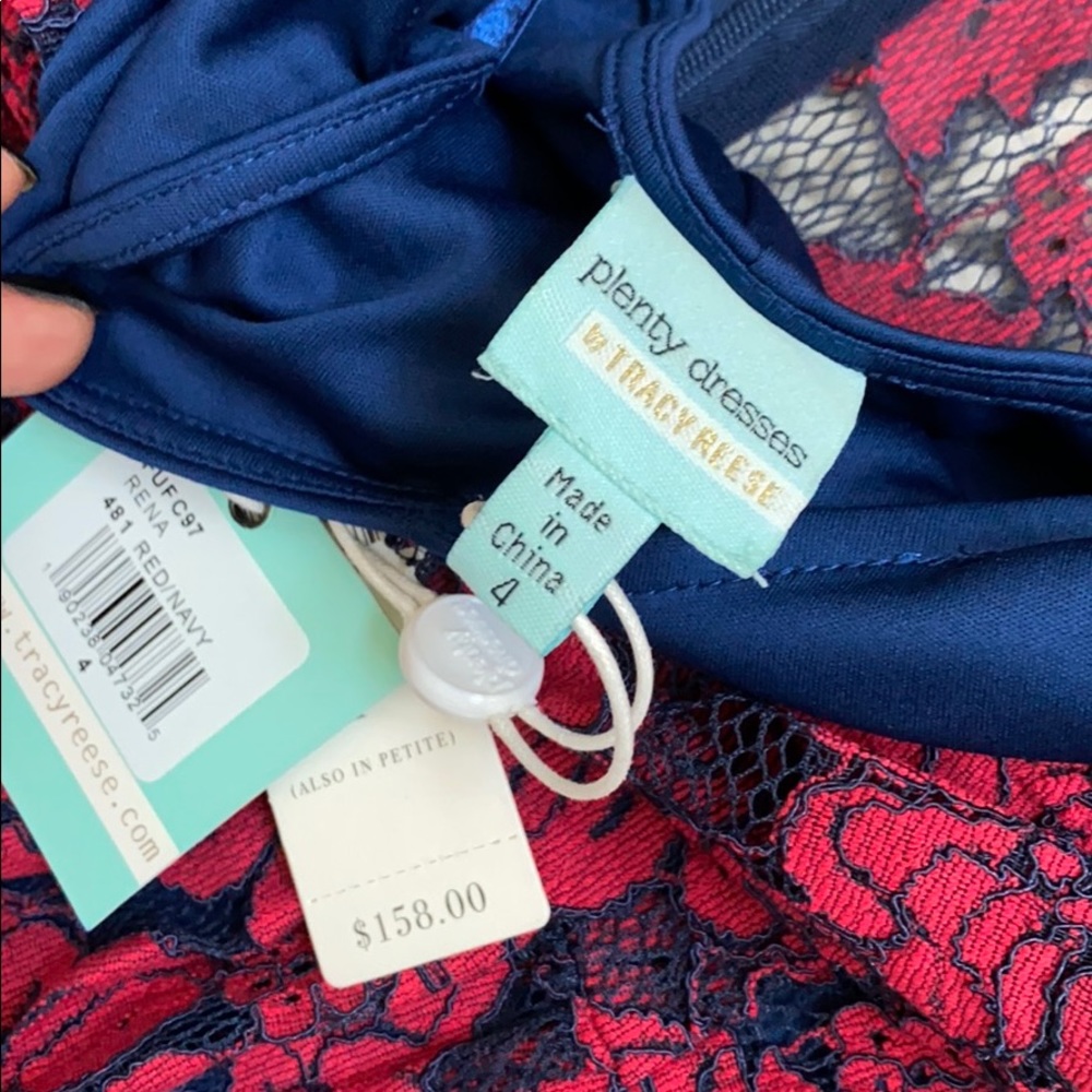 Anthropologie Tracy Reese Red/Navy Lace Dress - Picture 5 of 7